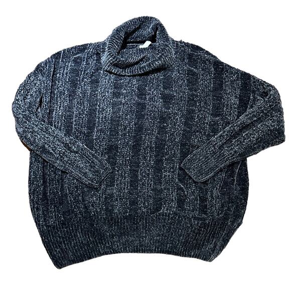Zenana Outfitters Women's Large Oversized Blue/Gray Cowl Neck Sweater - Picture 1 of 5